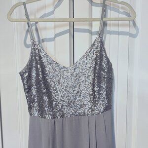 Silver Gray Sequin Cocktail Dress -Medium